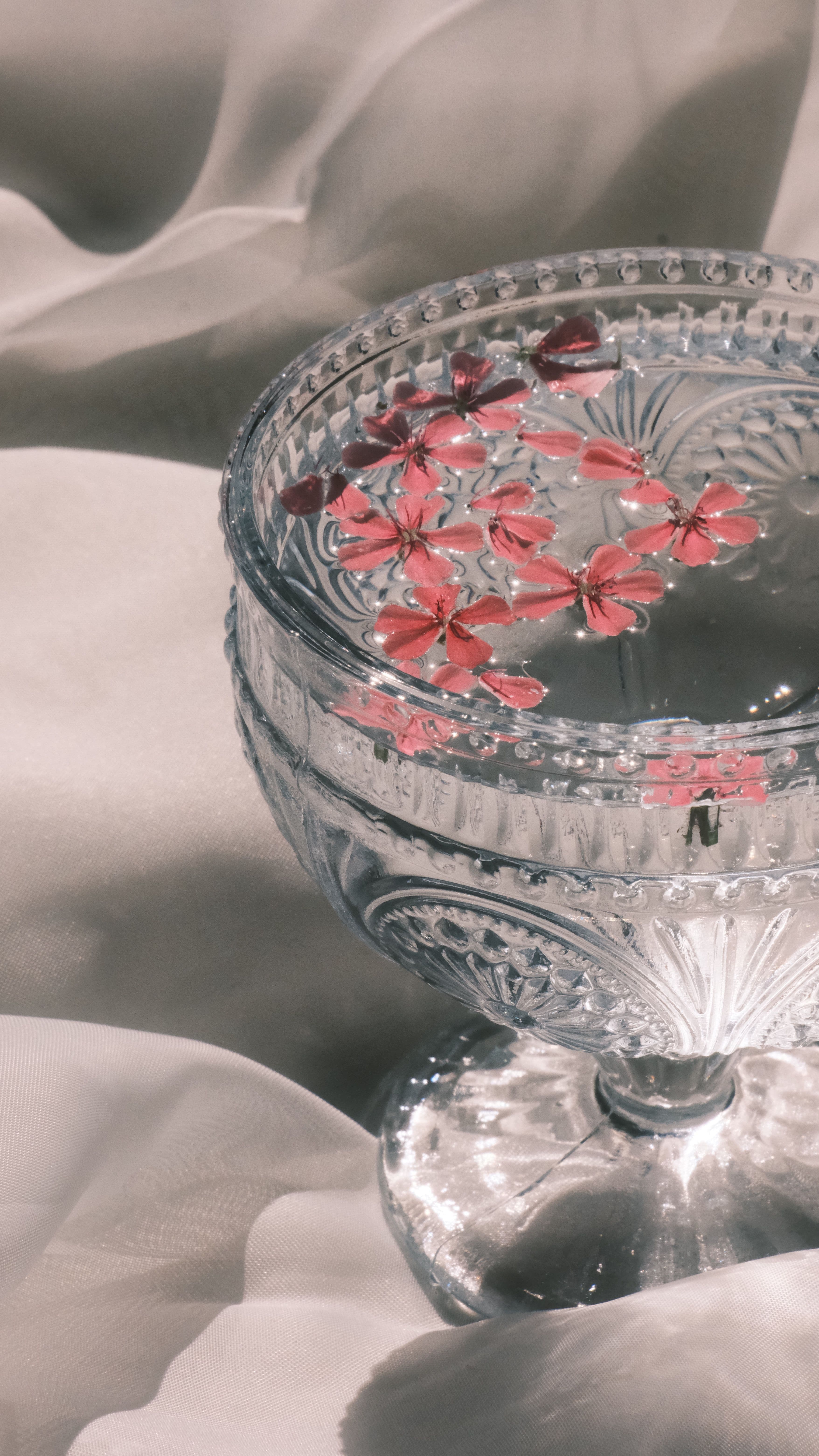 Cut crystal glassware in an understated, everyday table setting