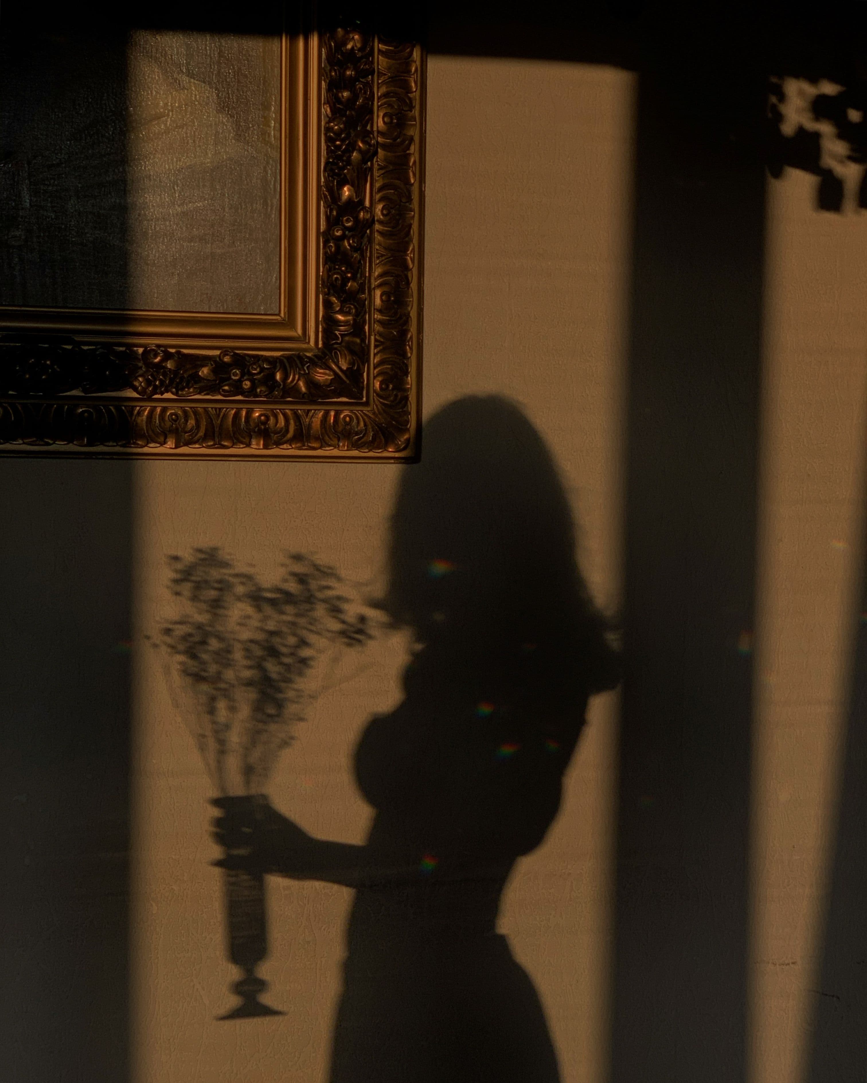 A worn cup caught in passing evening light
